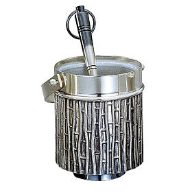 Molina Holy Water pot and sprinkler in silver brass