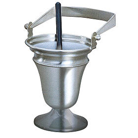 Set, Molina Holy Water pot and sprinkler in silver brass