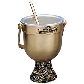 Accessoires pour bénédictions: Bénitier portatif et goupillon en laiton Molina