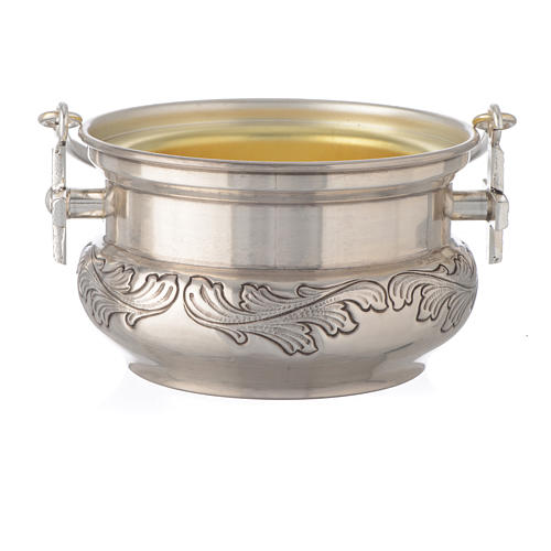 Bucket in silver brass with leaves 5