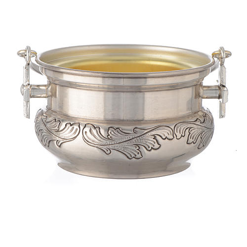 Bucket in silver brass with leaves 2