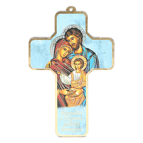 Kreuz aus PVC mit Bild der Heiligen Familie, 13 x 8,5 cm 1