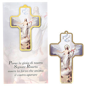 Kreuz aus PVC mit Bild der Auferstehung, 13 x 8,5 cm