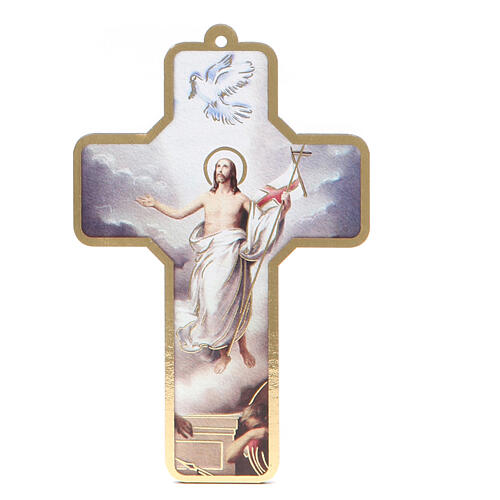 Kreuz aus PVC mit Bild der Auferstehung, 13 x 8,5 cm 1