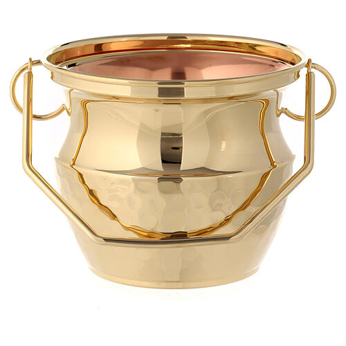 Holy water pot in brass, golden tone 1