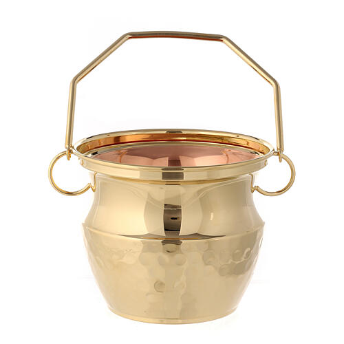 Holy water pot in brass, golden tone 2
