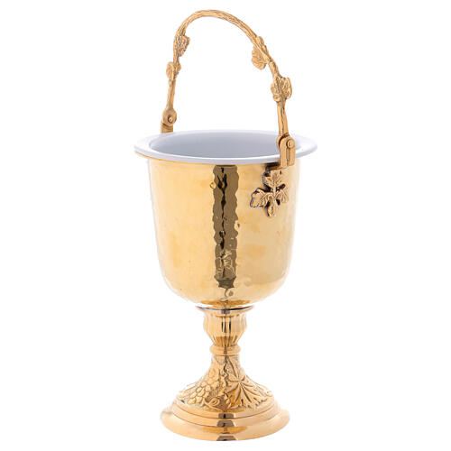 Bucket with aspergillum made of golden brass 3