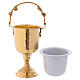 Bucket with aspergillum made of golden brass s8