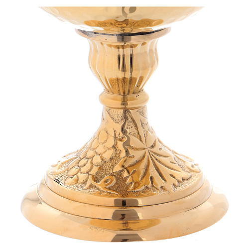 Hammered Holy Water pot with sprinkler in gold plated brass 5
