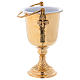 Hammered Holy Water pot with sprinkler in gold plated brass s7