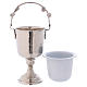 Hammered Holy Water pot with sprinkler in silver-plated brass s8