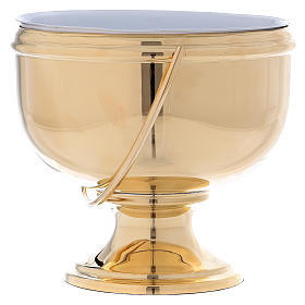 Gold plated brass Holy Water pot with white liner