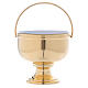 Gold plated brass Holy Water pot with white liner s1