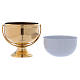 Gold plated brass Holy Water pot with white liner s3