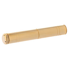 Sprinkler in golden brass with case, 16 cm