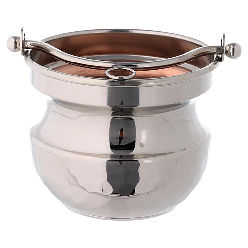 Holy water bucket in hammered nickel-plated brass 1