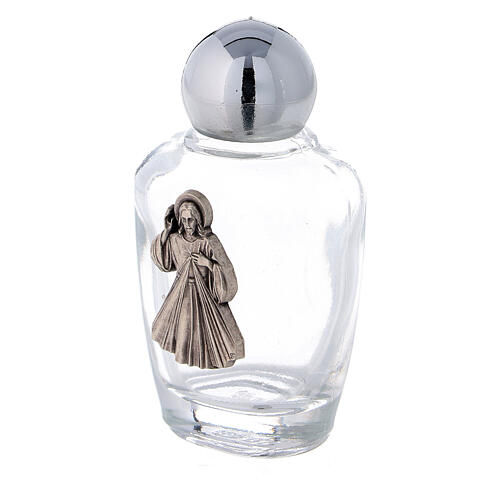 15 ml holy water glass bottle with silver metallic plastic cap Merciful Jesus (50-PIECE PACK) 2