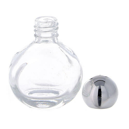 Botella agua bendita 15 ml vidrio tapón plateado (CAJA 50 PIEZAS) 3