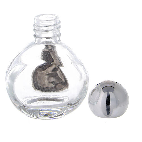 Garrafinhas redondas para água benta vidro 14.5 ml com imagem da Sagrada Família em metal (EMBALAGEM 50 PEÇAS) 3