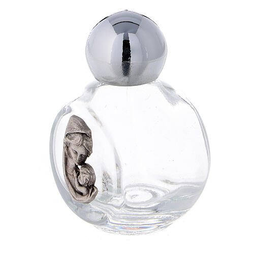 15 ml holy water glass bottle with silver metallic plastic cap Virgin with Baby Jesus (50-PIECE PACK) 2