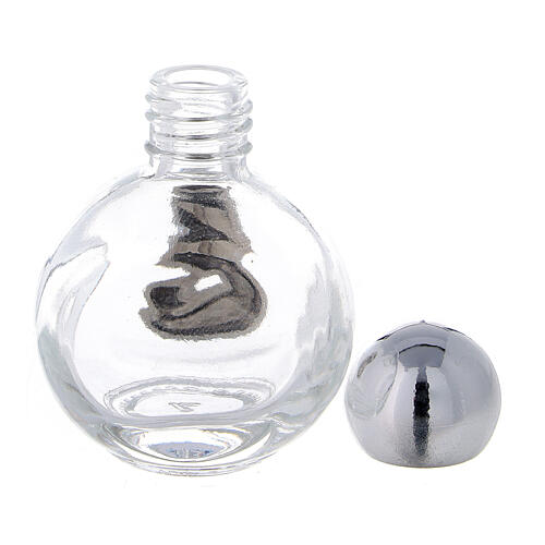 15 ml holy water glass bottle with silver metallic plastic cap Virgin with Baby Jesus (50-PIECE PACK) 3
