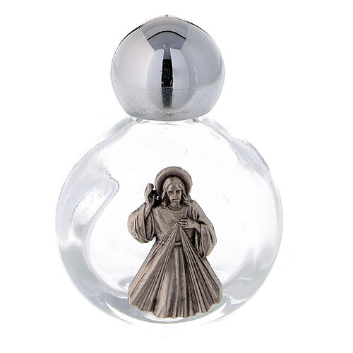 15 ml holy water glass bottle with silver metallic plastic cap Merciful Jesus (50-PIECE PACK) 1