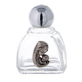 12 ml holy water glass bottle with silver metallic plastic cap Virgin with Baby Jesus (50-PIECE PACK)