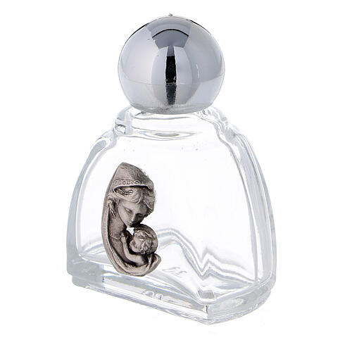 12 ml holy water glass bottle with silver metallic plastic cap Virgin with Baby Jesus (50-PIECE PACK) 2