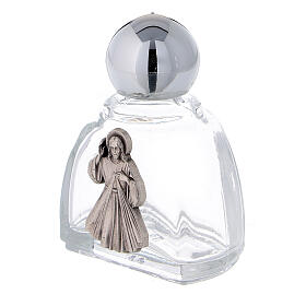 12 ml holy water glass bottle with silver metallic plastic cap Merciful Jesus (50-PIECE PACK)