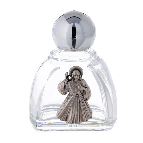 12 ml holy water glass bottle with silver metallic plastic cap Merciful Jesus (50-PIECE PACK) 1