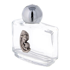 Glass holy water bottle 15 ml in glass with Madonna and Child (50 pcs pack)