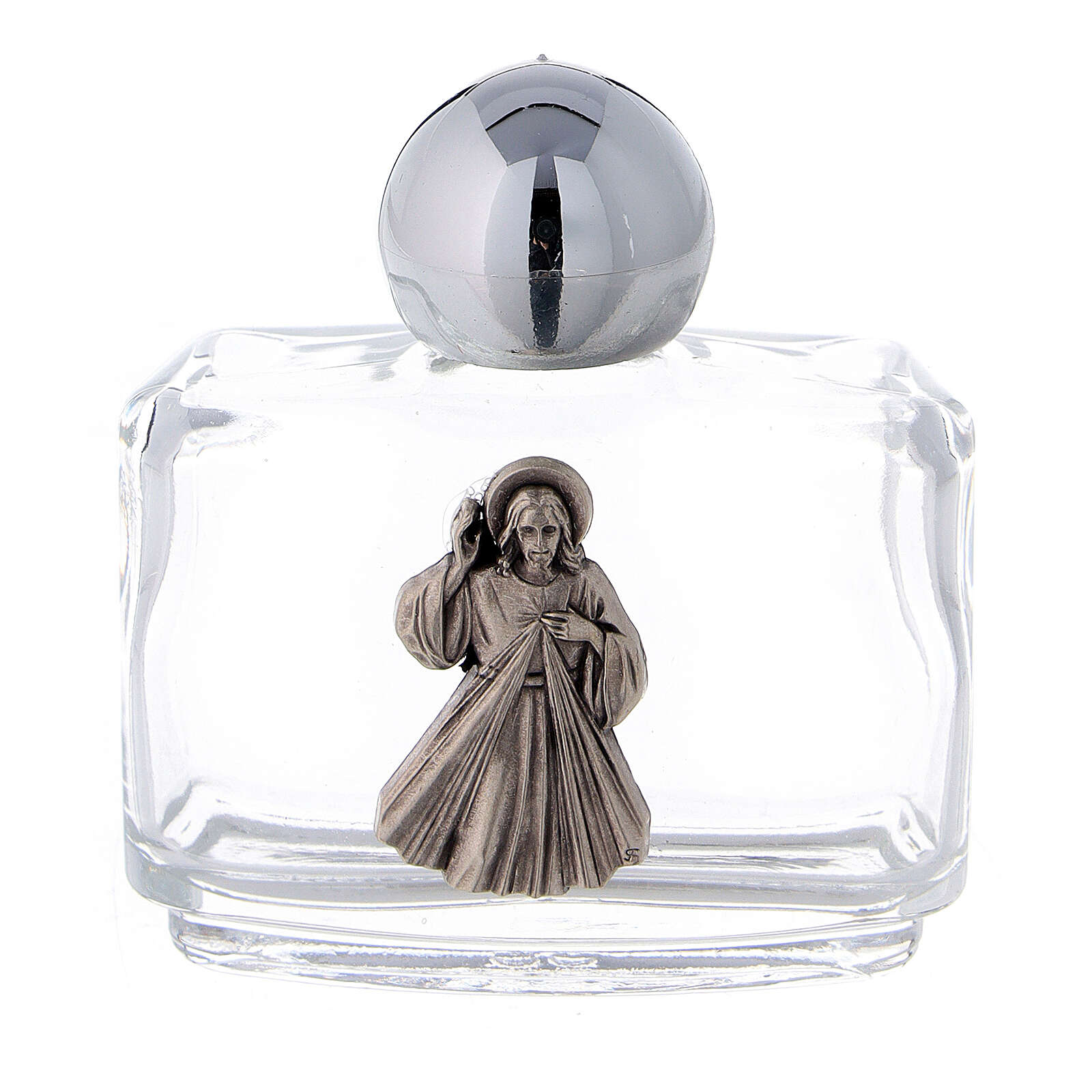 VI2781-93 Divine Mercy Small Glass Holy Water Bottle by Venerare 