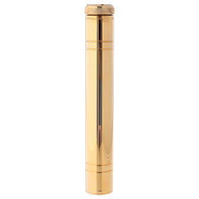 Holy water sprinkler 16 cm, in light gold with jacquard case
