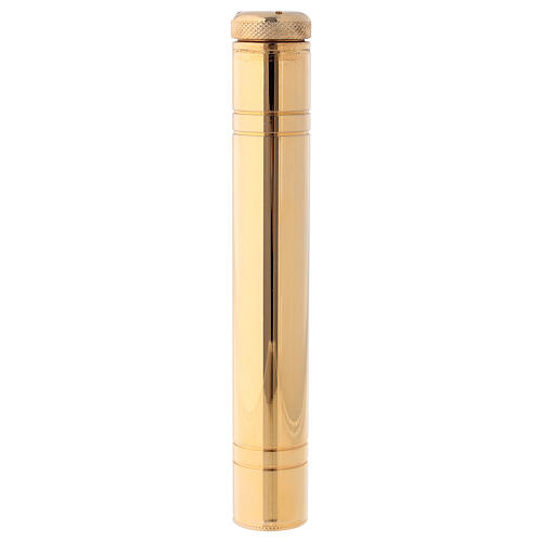 Holy water sprinkler 16 cm, in light gold with jacquard case 1