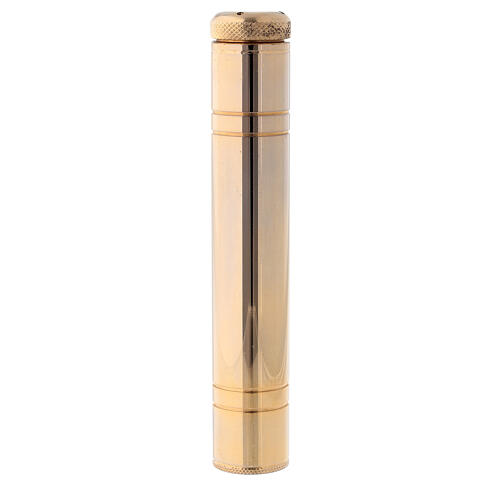 Sprinkler in brass, golden tone with damask golden case, 14 cm 1