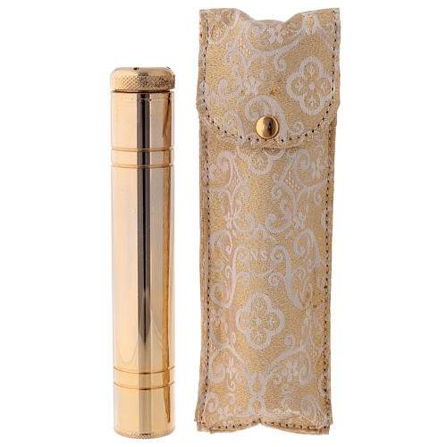 Sprinkler in brass, golden tone with damask golden case, 14 cm 2