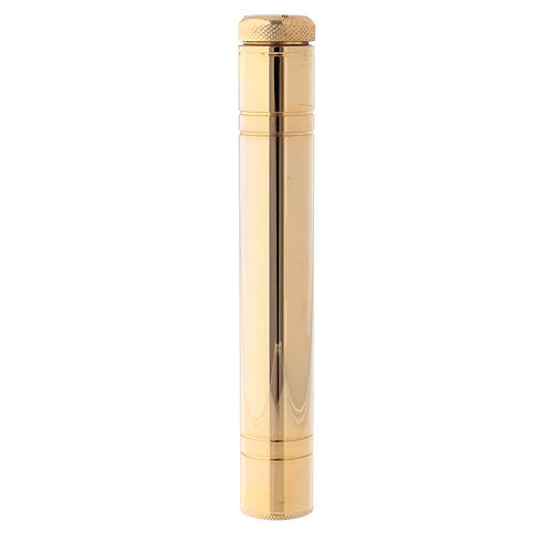 Holy water sprinkler in golden brass with damascus yellow gold case 1