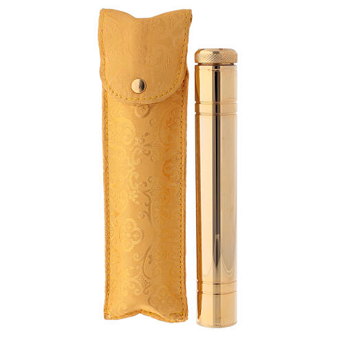 Holy water sprinkler in golden brass with damascus yellow gold case 2