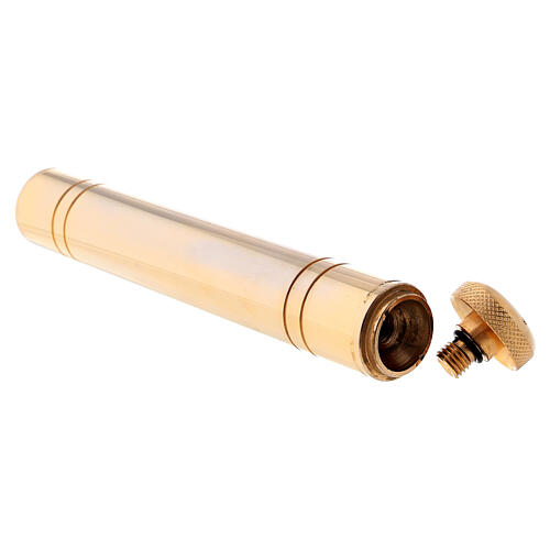 Holy water sprinkler in golden brass with damascus yellow gold case 4