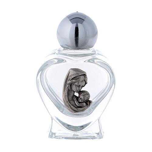 Mary and Child Holy water glass bottle heart shaped, 10 ml, lot of 50 1