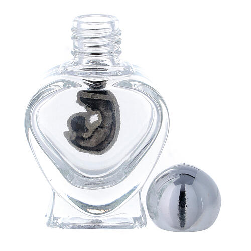 Mary and Child Holy water glass bottle heart shaped, 10 ml, lot of 50 3