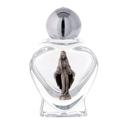 Immaculate Virgin Mary Holy water glass bottle heart shaped, 10 ml, lot of 50 1