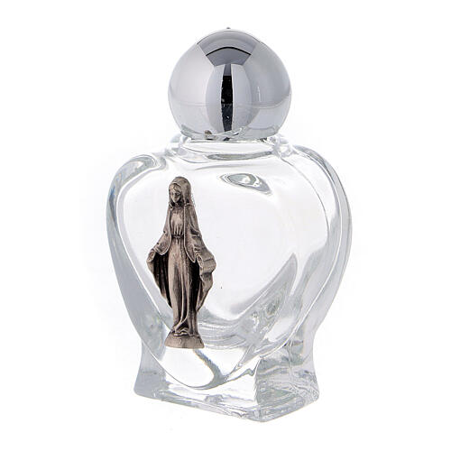 Immaculate Virgin Mary Holy water glass bottle heart shaped, 10 ml, lot of 50 2