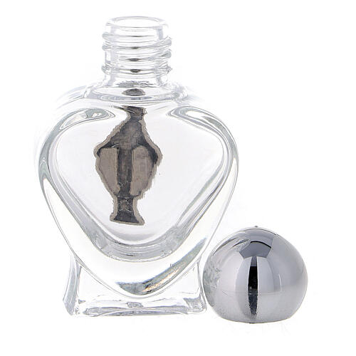 Immaculate Virgin Mary Holy water glass bottle heart shaped, 10 ml, lot of 50 3