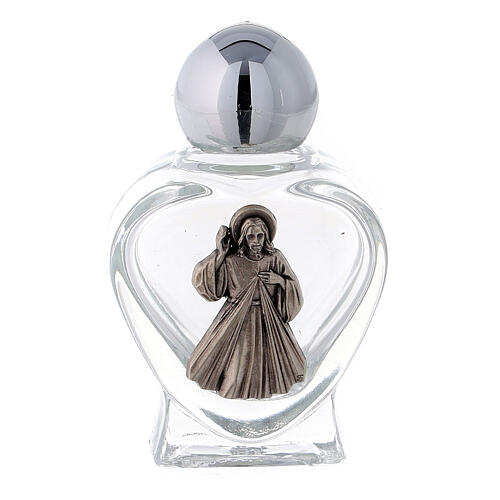 Buteleczka na wodę święconą serce Jezus Miłosierny 10 ml (op. 50 sztuk) szkło 1