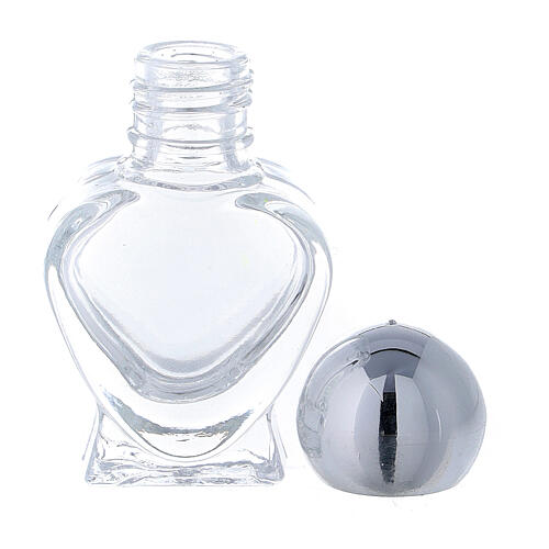 Holy water bottle, heart shaped in glass 5 ml (50 pcs pk) 3