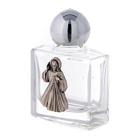 Holy water bottle in glass, 10 ml with Merciful Jesus (50 pcs pack)