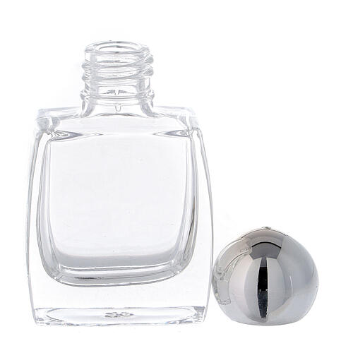 Botella agua bendita vidrio tapón plata 10 ml (CAJA 50 PIEZAS) 3