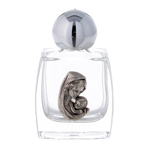 Holy water bottle 10 ml with Madonna and Child, glass (50 pcs pack) 1