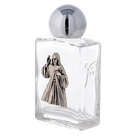 Square holy water bottle with Divine Mercy image 35 ml, in glass (50 pcs PACK)